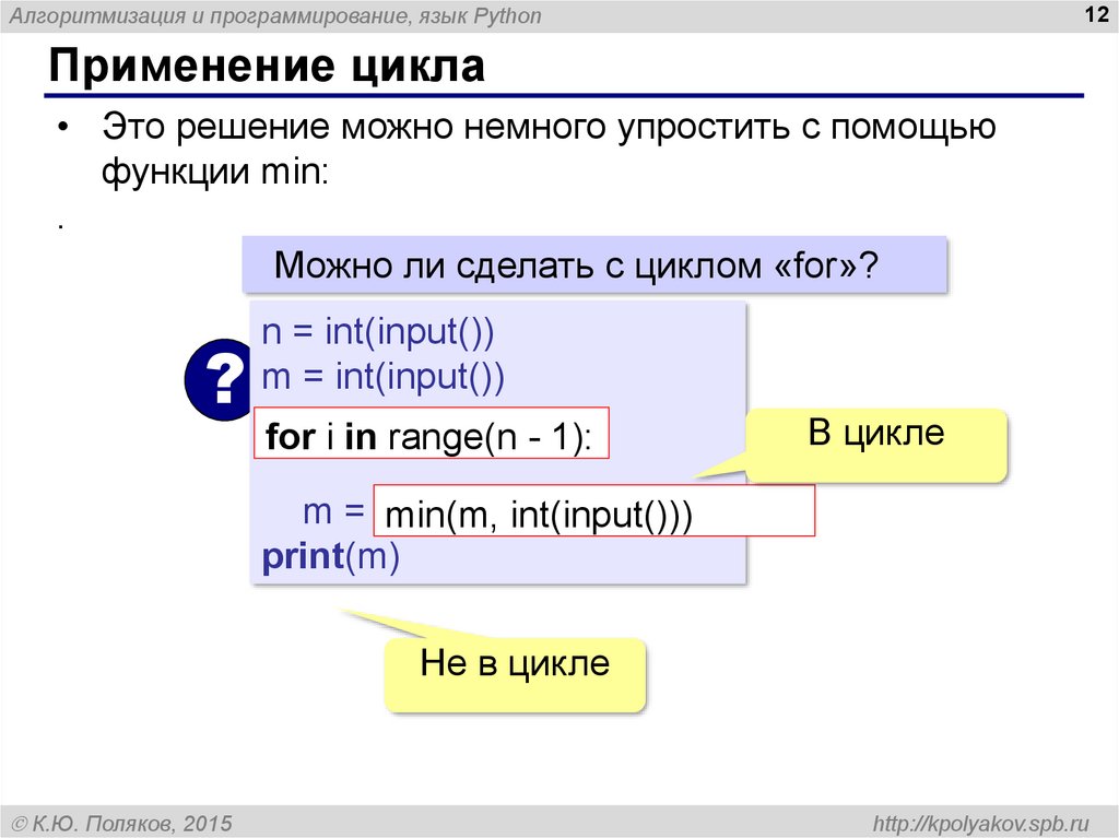 Применение цикла