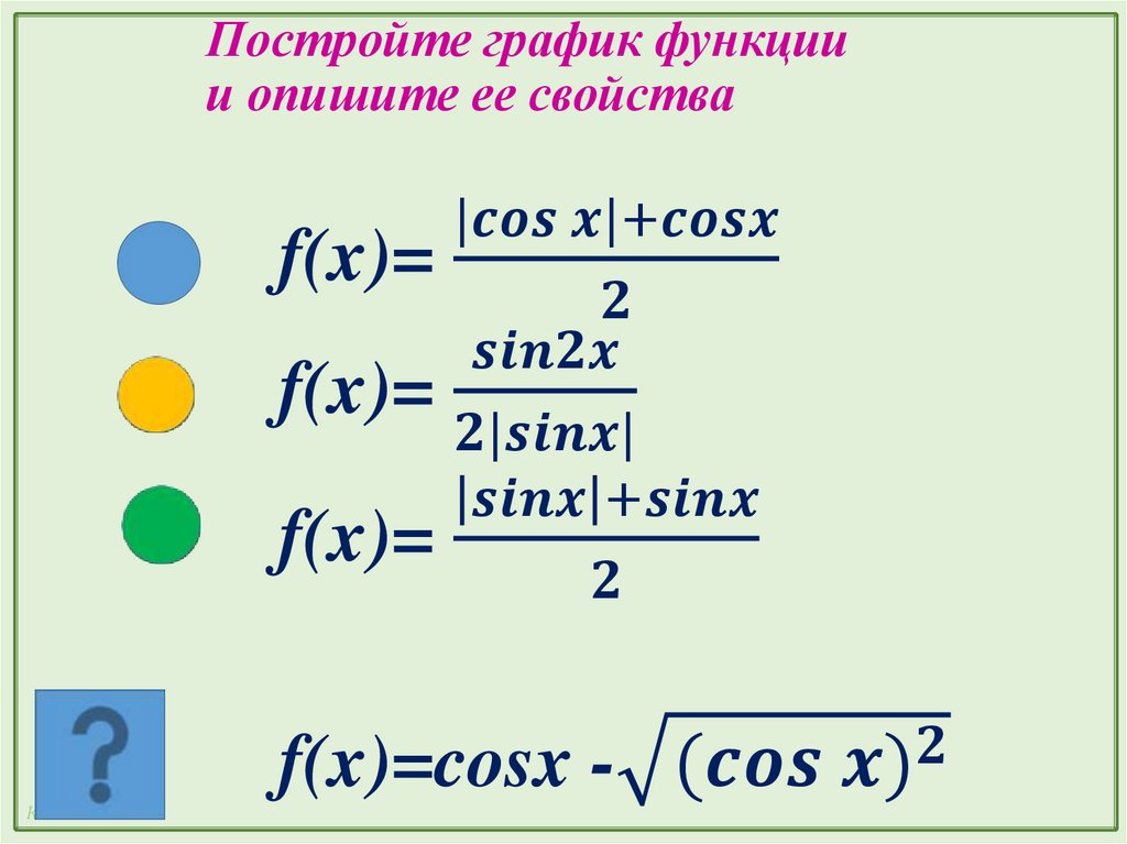 Постройте график функции и опишите ее свойства