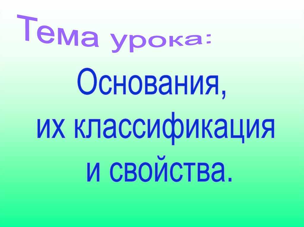 Основания и их классификация и свойства 8 класс презентация