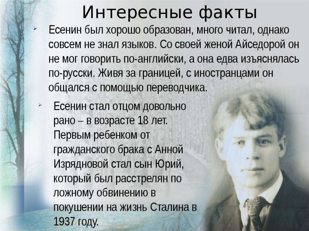 Есенин на севере презентация