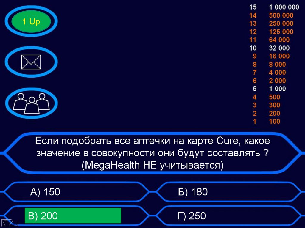 Если подобрать все аптечки на карте Cure, какое значение в совокупности они будут составлять ? (MegaHealth НЕ учитывается)
