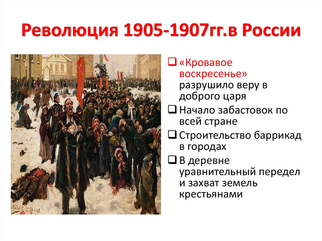 Революция 1905-1907. К чему привела первая Российская революция. Причины революции 1905 1907 года в россии