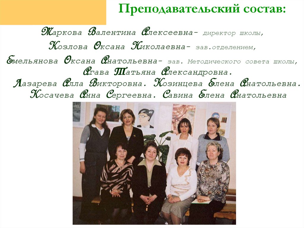 Преподавательский состав: