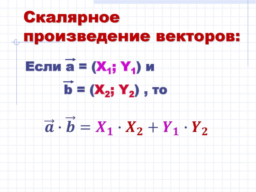 Скалярное произведение векторов: