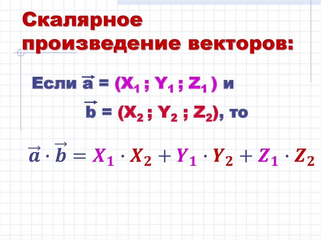 Скалярное произведение векторов: