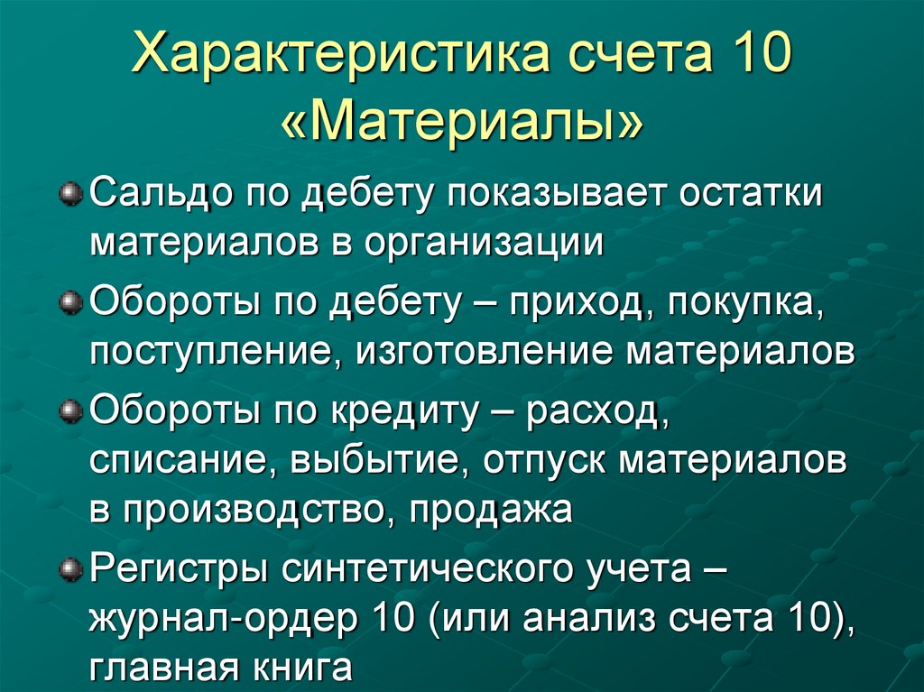 Характеристика счета