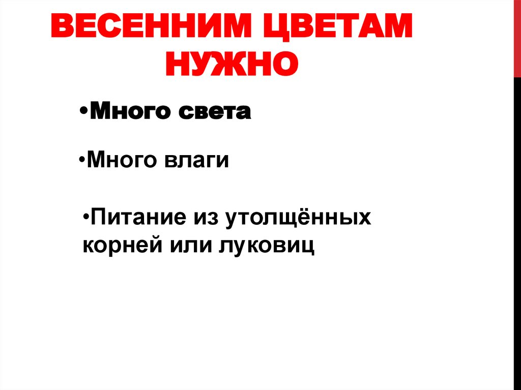 Весенним цветам нужно