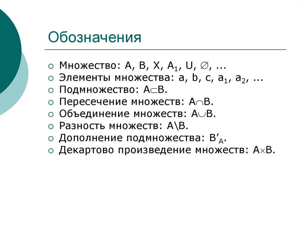 Обозначения