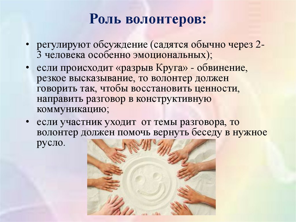 Роль волонтеров: