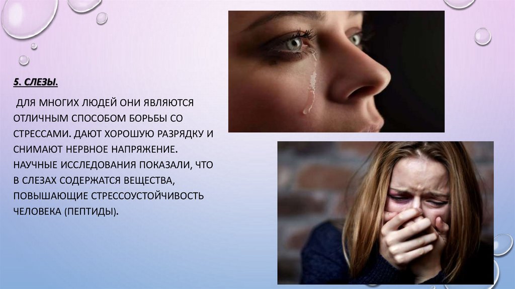 Слезаю 5. Способы борьбы со стрессом. Что содержится в слезах человека. В слезах содержится кровь.