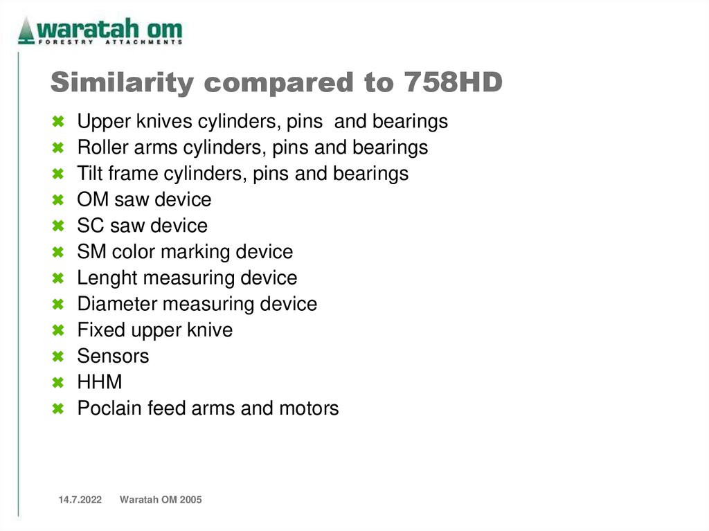 Similarity compared to 758HD