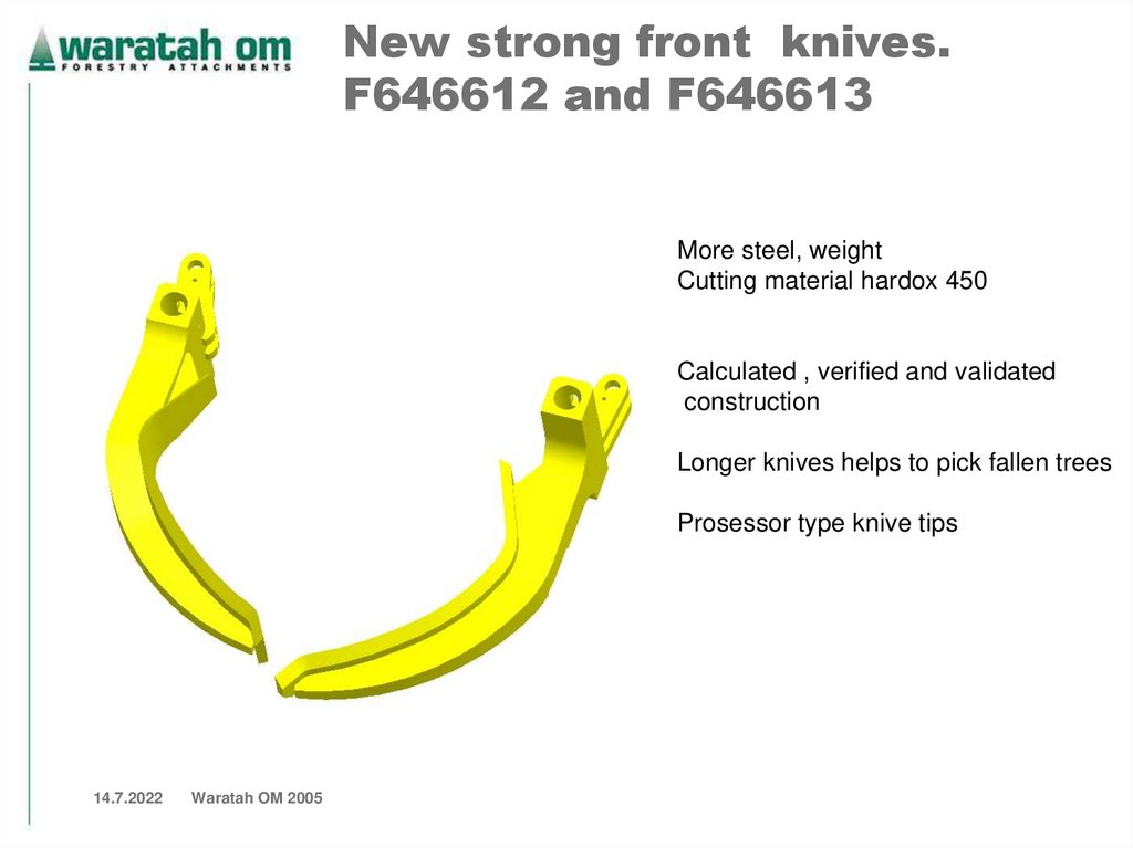 New strong front knives. F646612 and F646613