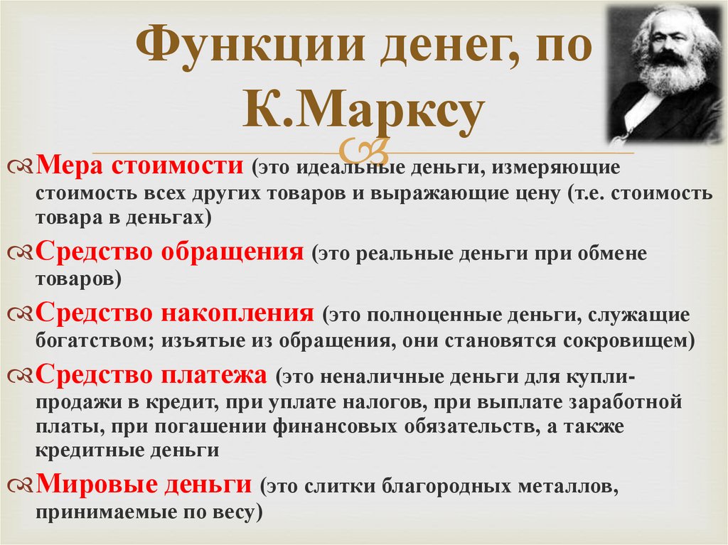 Услуги маркс. Функции денег по Марксу. По Марксу деньги товар деньги.