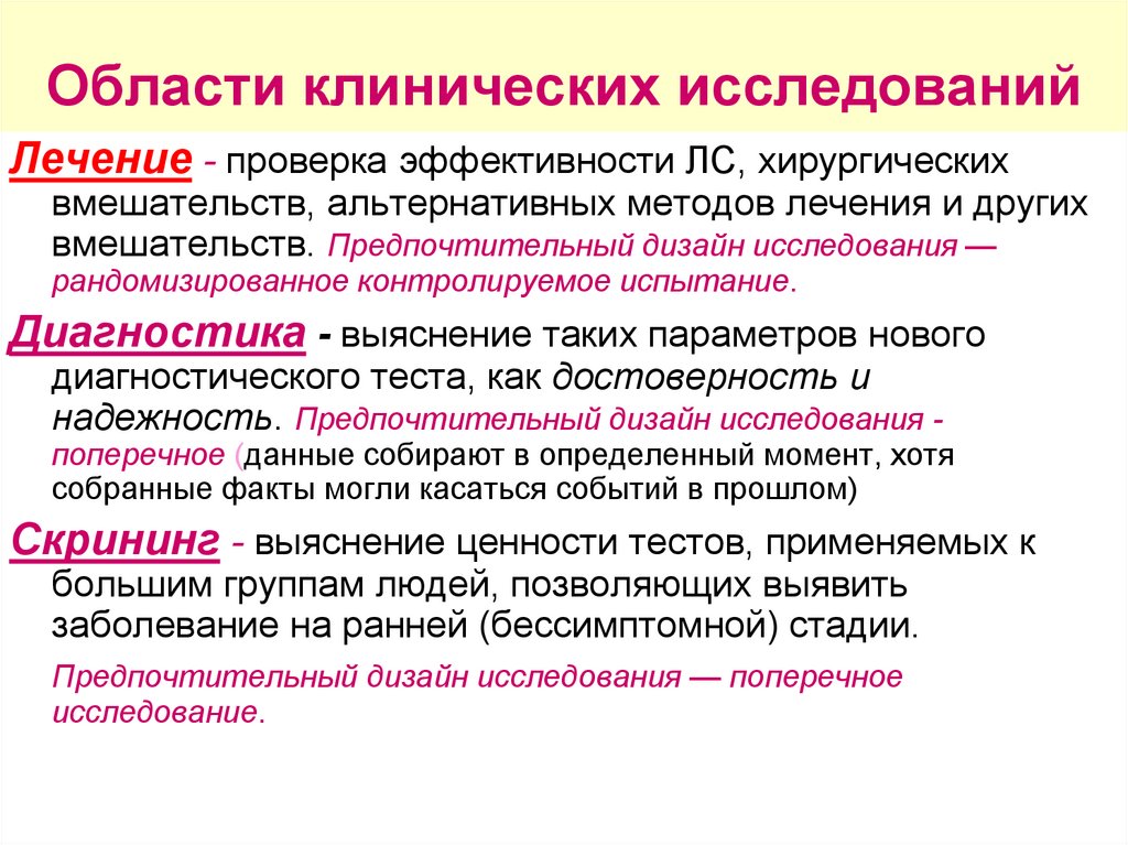 Области клинических исследований