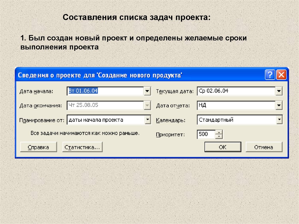 При планировании от даты начала проекта все задачи начинаются