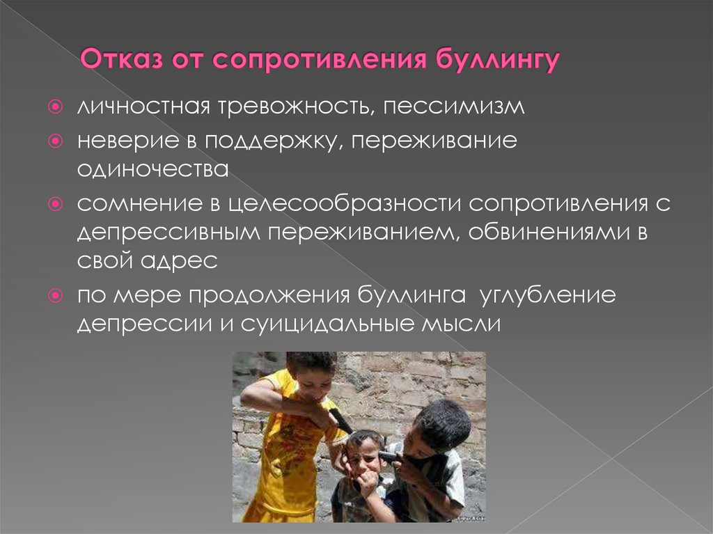 Отказ от сопротивления буллингу