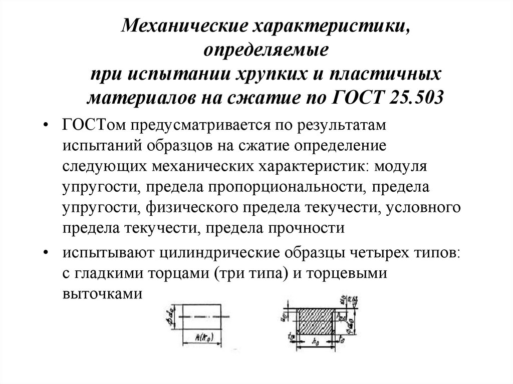 Вид образца из пластичного материала после испытаний на сжатие показан на рисунке