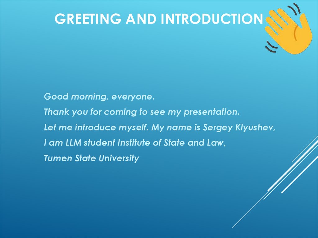 Greeting and introduction