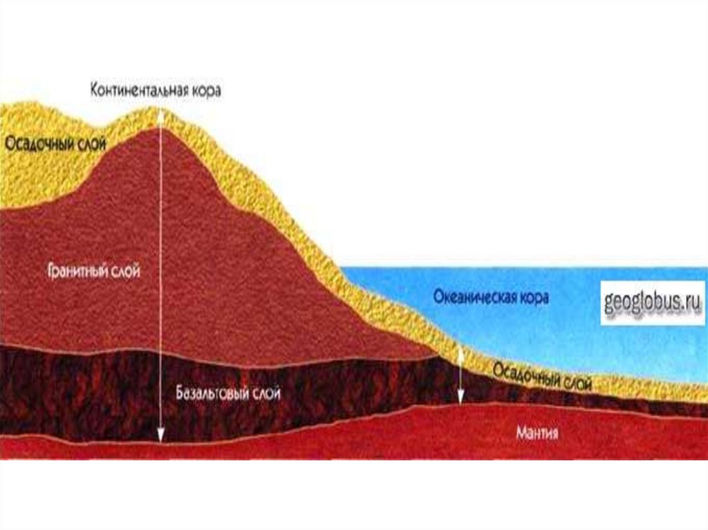 Строение континентальной земной коры схема