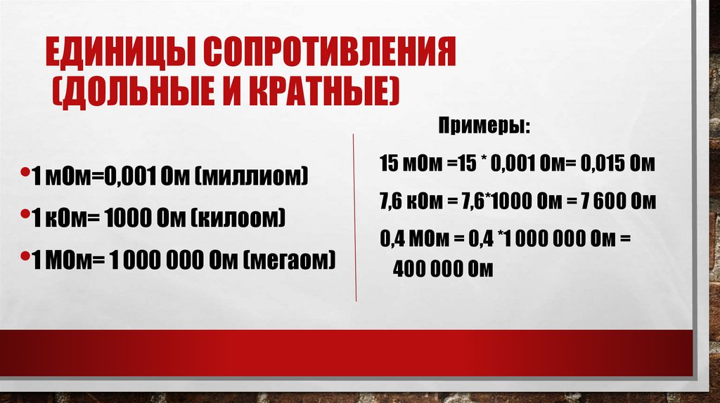 Электрическое сопротивление проводников. Единицы сопротивления ...