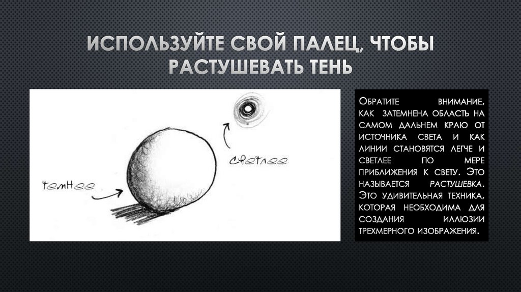 Используйте свой палец, чтобы растушевать тень