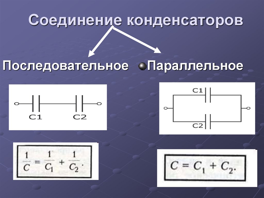 Как определяется емкость конденсатора при последовательном соединении. Емкость конденсатора формула при параллельном соединении. Формула ёмкости конденсатора при последовательном соединении. Последовательно Соединённых конденсаторах формула. Общая ёмкость конденсаторов при параллельном соединении.