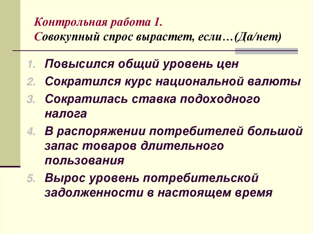 Совокупное предложение презентация