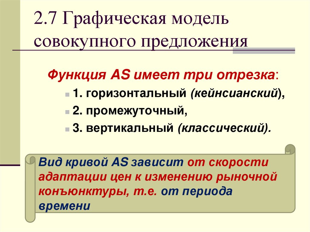 Графическая модель совокупного предложения. Функция совокупного предложения. Графически модель совокупного предложения. Совокупное предложение 3 отрезка.