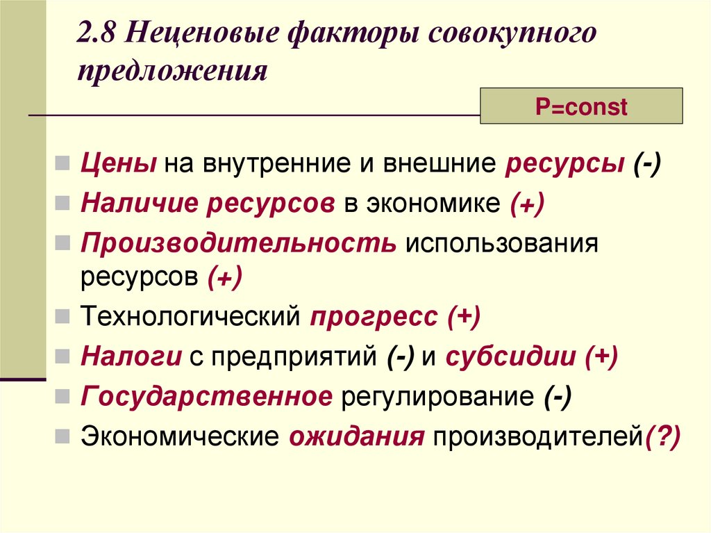 Наличие ресурсов. Неценовые факторы совокупного предложения. Неценовыми факторами совокупного предложения являются. Совокупное предложение и его факторы. Внешние ресурсы это в экономике.