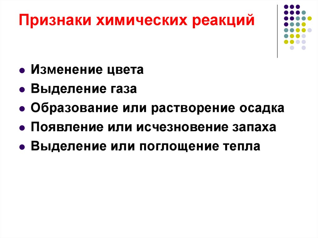 Презентация признаки химических реакций 8 класс