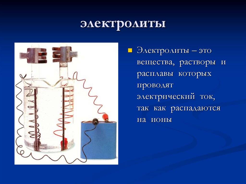 Вещества растворы которых проводят электрический ток. Вещества растворы и расплавы которых проводят электрический ток.