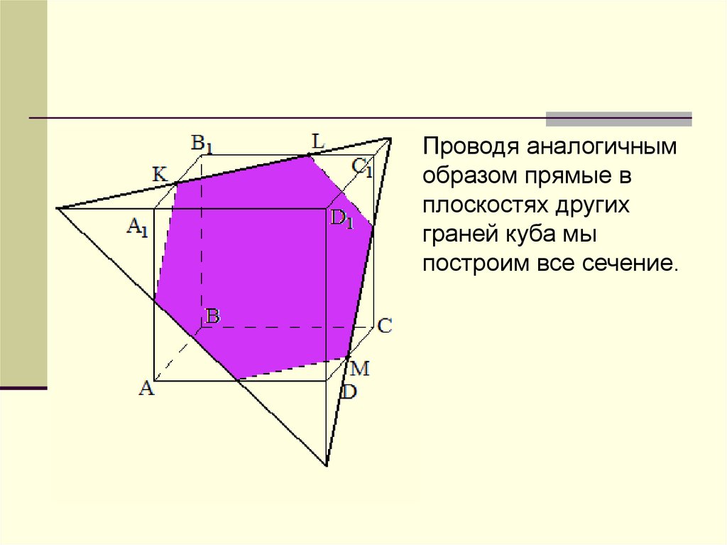 Сечение многогранника плоскостью. Сечения Куба с дополнительной плоскостью. Сечение Куба 13. Построение сечений многогранников плоскостью 1 на рисунках 4 а б в г. Как провести сечение если на разных плоскостях.