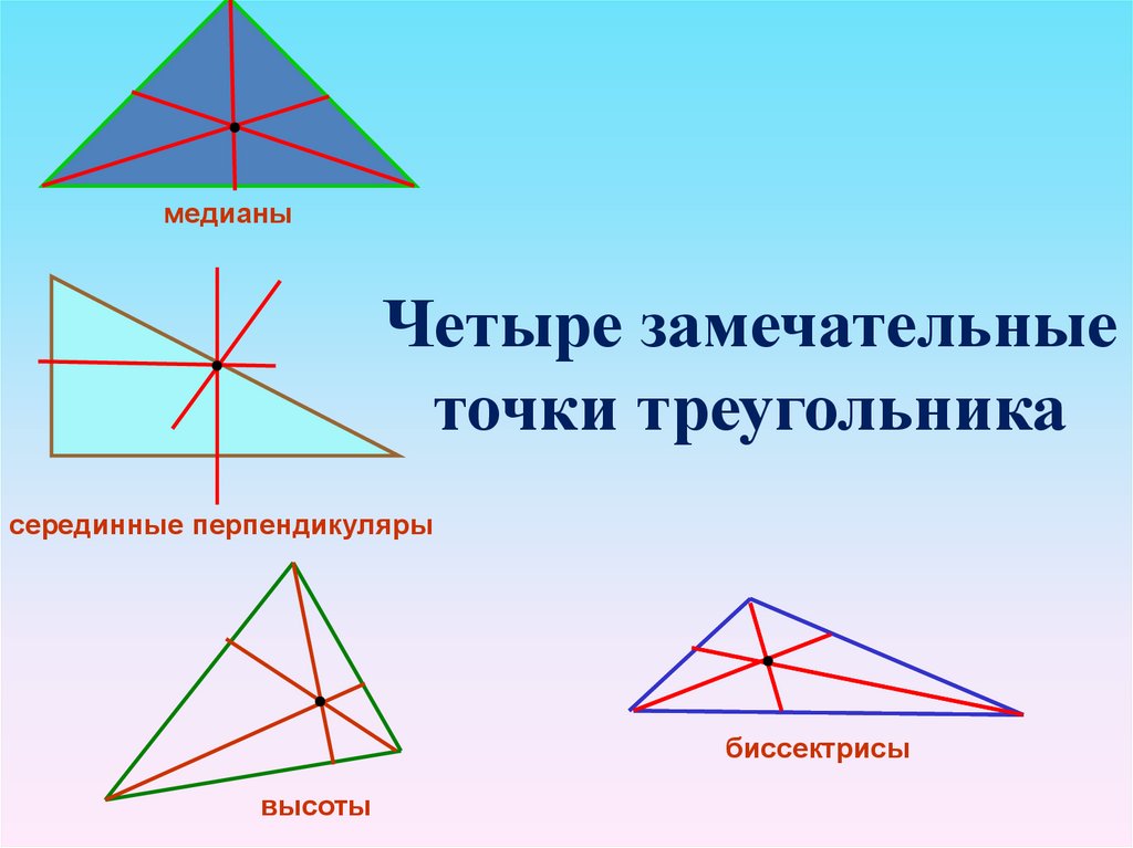 Пересечение медианы и высоты треугольника. Замечательные точки треугольника. Замечательные точки треугольника Медианы. 4 Замечательные точки треугольника. Четыре замечательные точки треугольника Медиана.