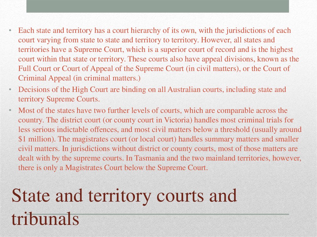 State and territory courts and tribunals