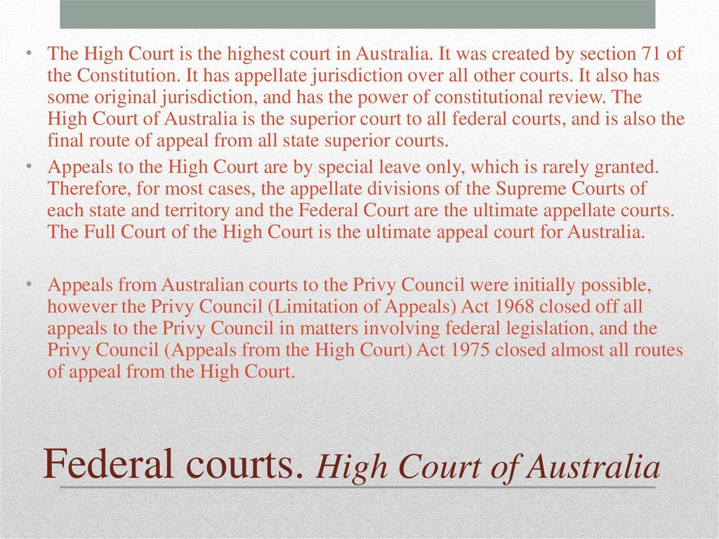 Federal courts. High Court of Australia