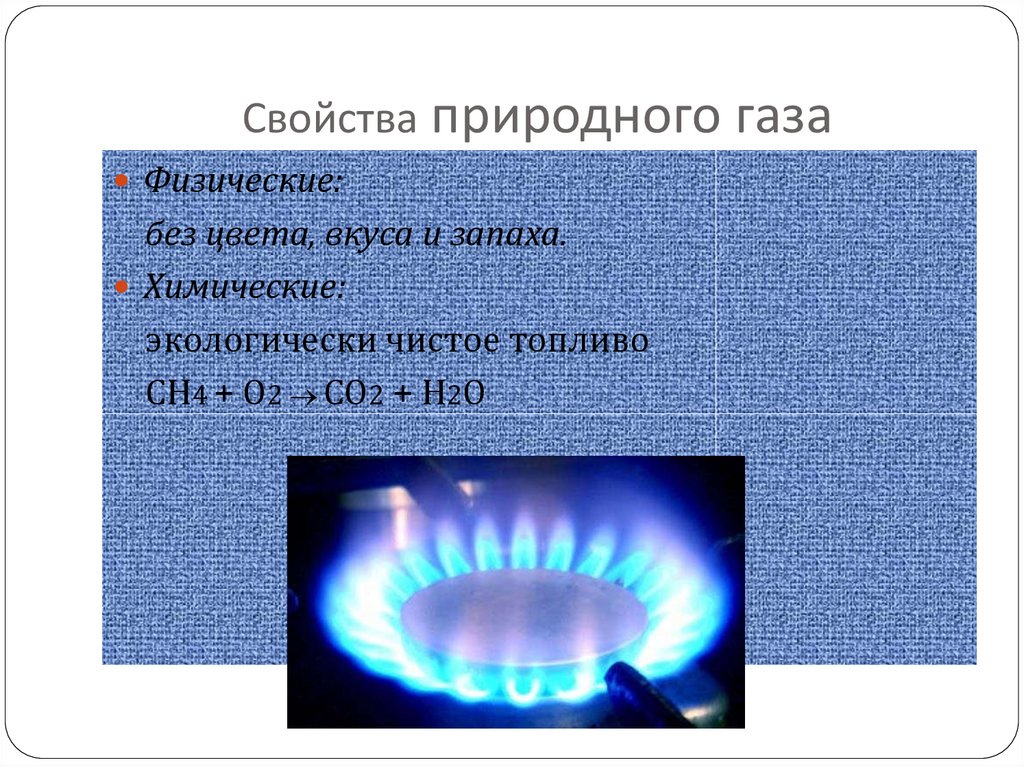 Свойства природного газа