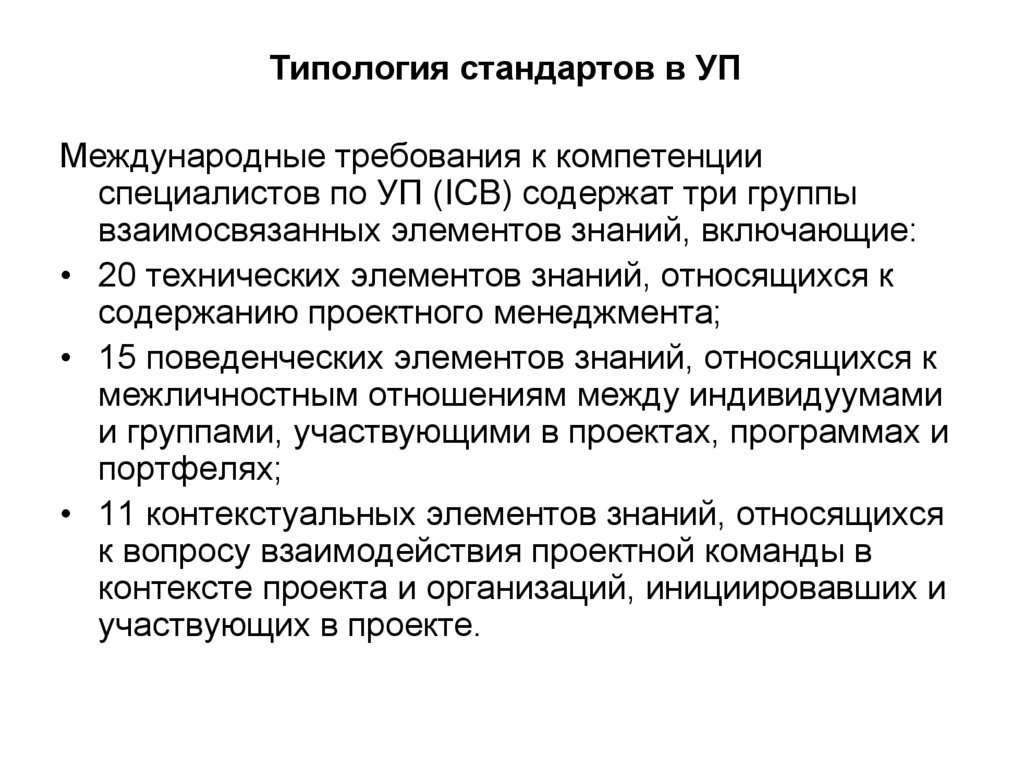 Международные и национальные стандарты в области управления проектами