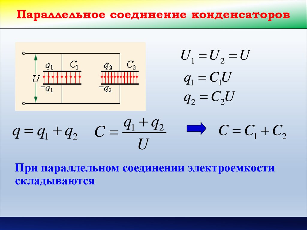 Презентация соединение конденсаторов последовательное и параллельное