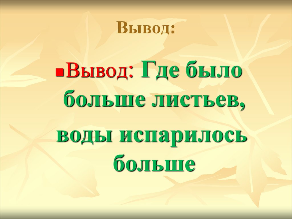 Испарение воды растениями листопад 6 класс презентация