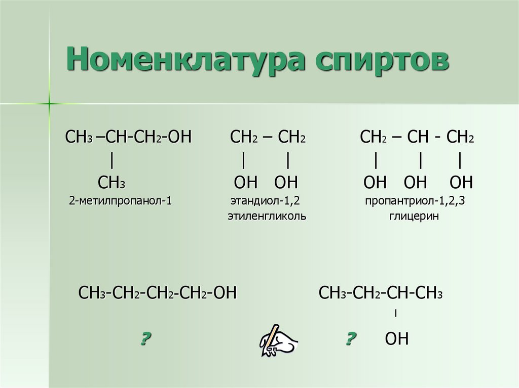Ch ch определить класс. Систематическая номенклатура спиртов. 2 Метилпропанол 2 структурная формула. Номенклатура одноатомных спиртов.
