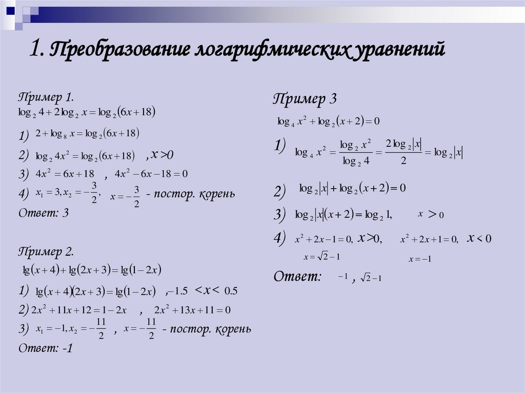 Решение логарифмов примеры