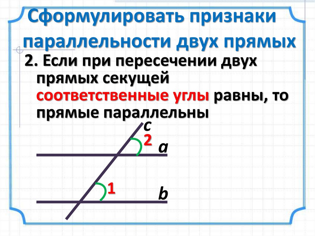 Аксиома параллельных прямых с рисунком