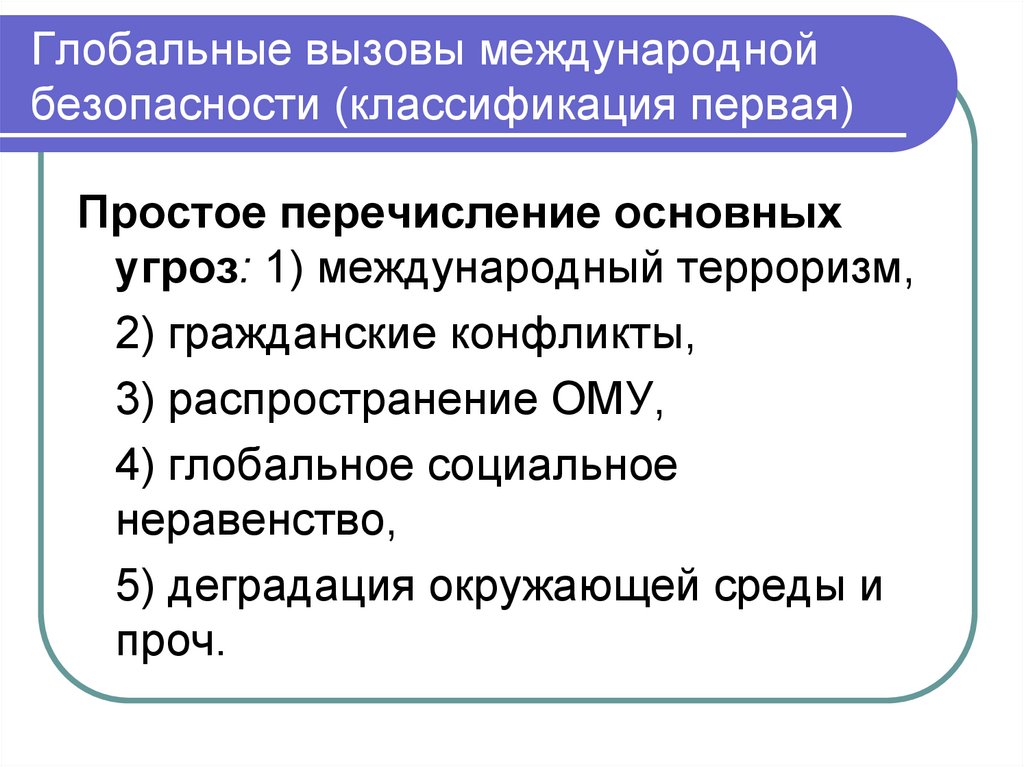 Глобальная угроза и безопасность проект