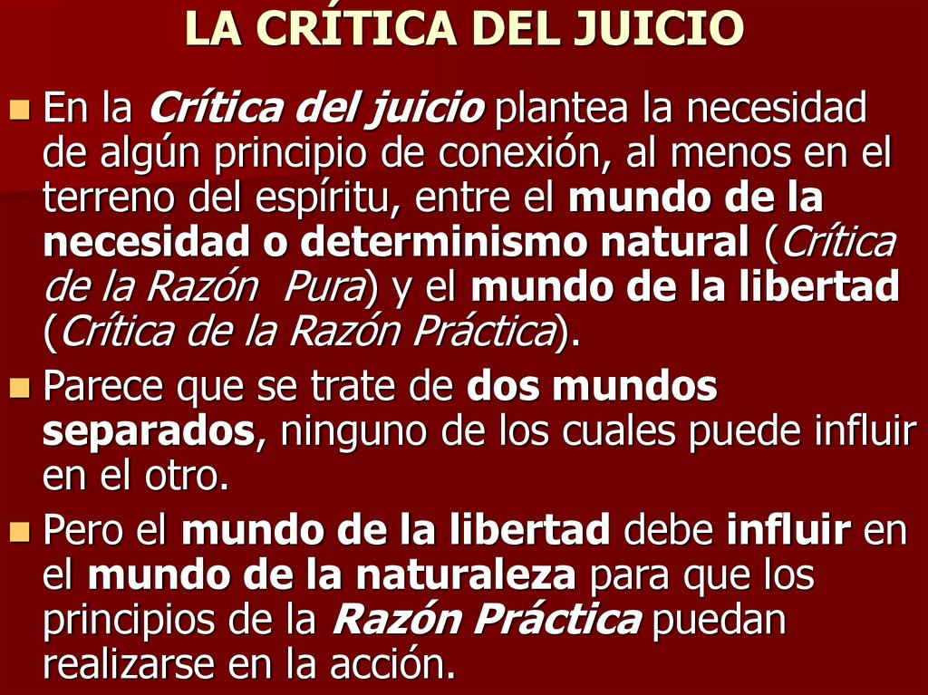 LA CRÍTICA DEL JUICIO