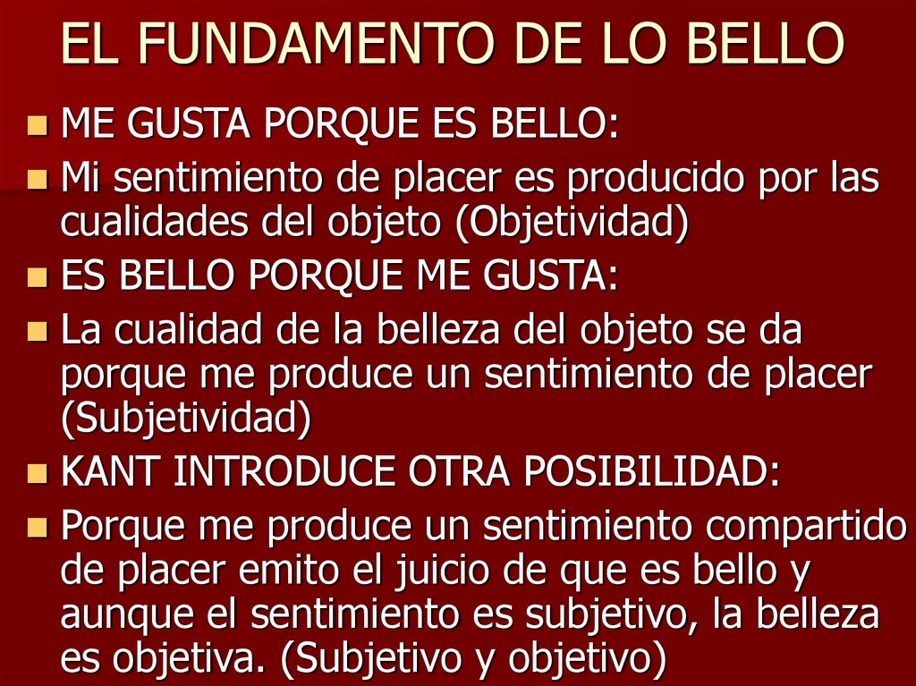 EL FUNDAMENTO DE LO BELLO