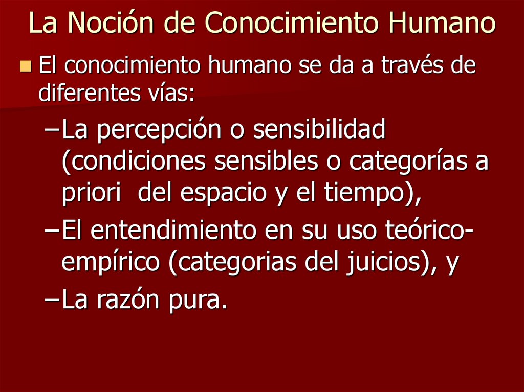 La Noción de Conocimiento Humano