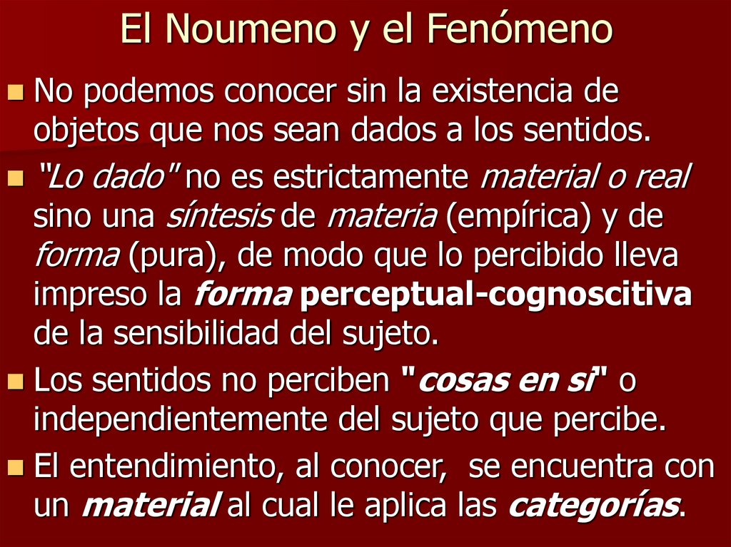 El Noumeno y el Fenómeno