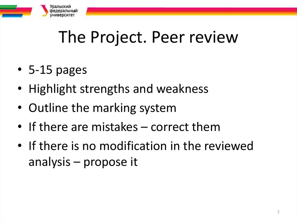The Project. Peer review