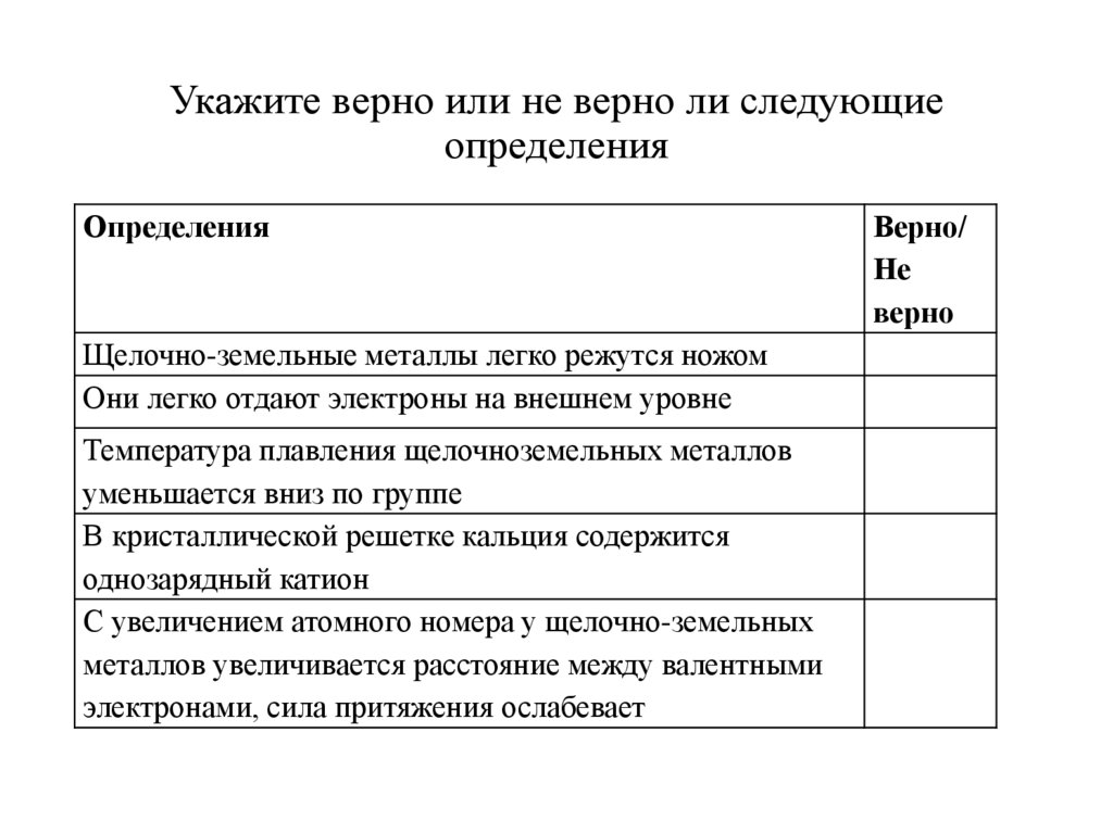 Дайте определение элементов таблицы
