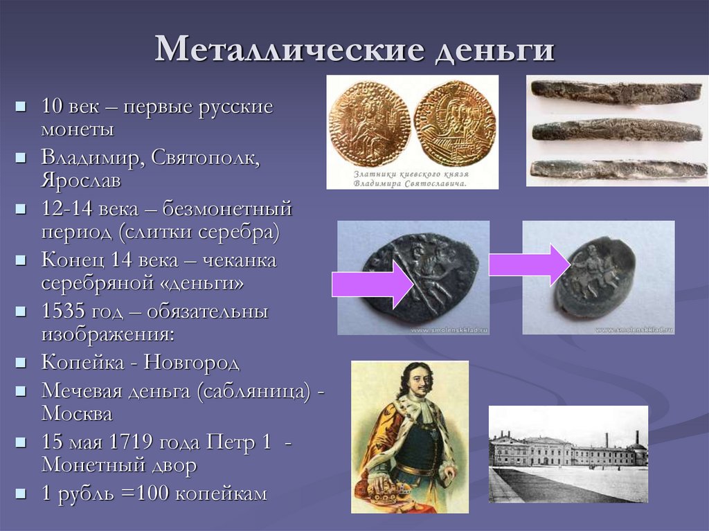 Возникновение денег на руси. Безмонетный период на Руси 12-14 ВВ. Первые металлические деньги на Руси. Появление металлических денег на Руси.